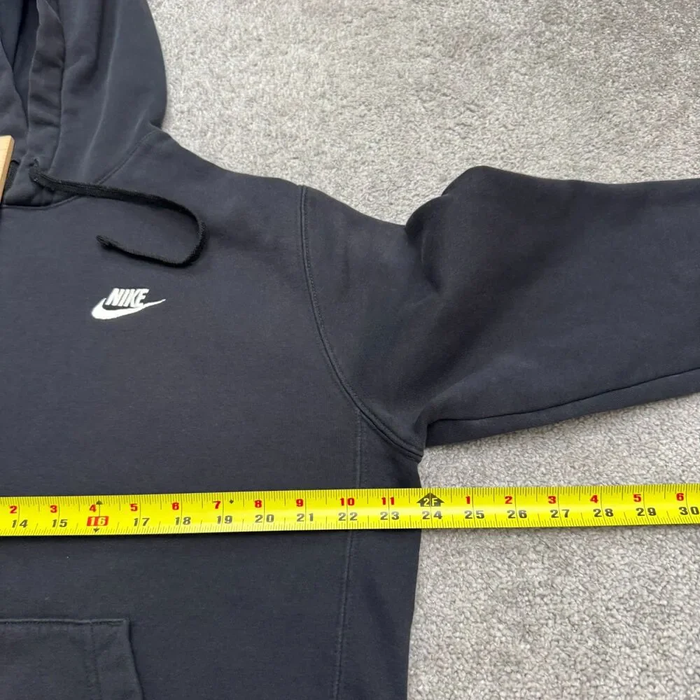 Nike Fleece Pullover Hoodie Sweatshirt Mens Medium Black Swoosh Logo Activewear